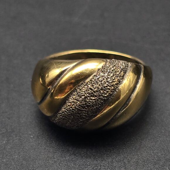 UTC 925 Italy Gold Tone Sterling Silver Ring Textured Ribbed Size 9 - Picture 10 of 10